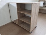 Vakkenkast dubbelzijdig op wielen B150xD60xH119cm Grey craft oak Tangara Groothandel voor de Kinderopvang Kinderdagverblijfinrichting